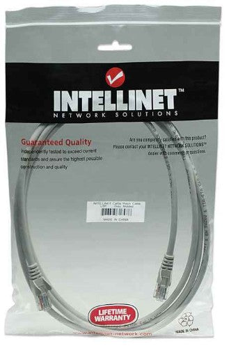 Intellinet Network Patch Cable, Cat5e, 1.5m, Grey, CCA, U/UTP, PVC, RJ45, Gold Plated Contacts, Snagless, Booted, Lifetime Warranty