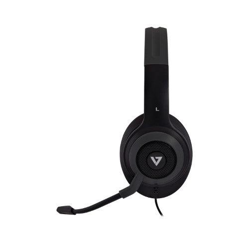 V7 Premium Over-ear Stereo Headset, Boom Mic, PC, Mac, Tablets, Laptop Computer, Gaming, Video Conferencing, 3.5mm, USB