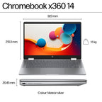 HP Chromebook x360 14b-cd0003na Intel® Core™ i3 i3-N305 35.6 cm (14") Touchscreen Full HD 8 GB LPDDR5-SDRAM 128 GB UFS Wi-Fi 6 (802.11ax) ChromeOS Silver