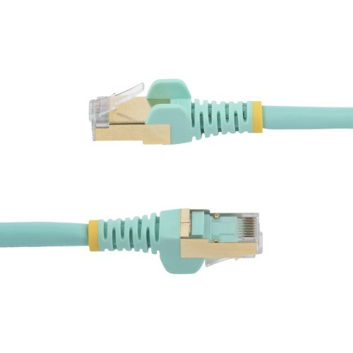 StarTech.com 0.50m CAT6a Ethernet Cable - 10 Gigabit Shielded Snagless RJ45 100W PoE Patch Cord - 10GbE STP Network Cable w/Strain Relief - Aqua Individually Tested/Wiring is UL Certified/TIA