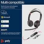 HP Poly Blackwire 5220 Stereo USB-C Headset +3.5mm Plug +USB-C/A Adapter