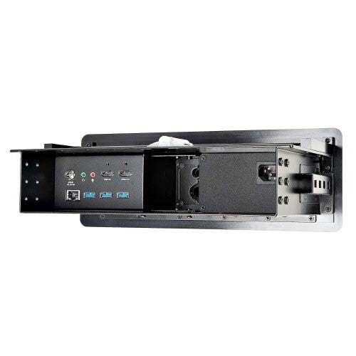 StarTech.com Conference Table Box for AV Connectivity & Power/Charging - 4K HDMI output with HDMI, DP, & VGA Inputs, GbE, Audio - Charging Station w/ 2x USB-A & 1x CE Certified UK Plug