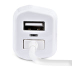StarTech.com Lightning Car Charger with Coiled Cable, 1m Coiled Lightning Cable, 12W, White, 2 Port USB Car Charger Adapter for Phones and Tablets, Dual Device In Car iPhone Charger