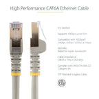 StarTech.com 5m CAT6a Ethernet Cable - 10 Gigabit Shielded Snagless RJ45 100W PoE Patch Cord - 10GbE STP Network Cable w/Strain Relief - Grey Individually Tested/Wiring is UL Certified/TIA