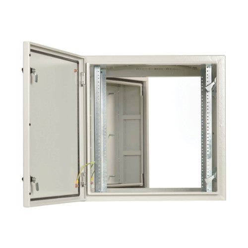 Tripp Lite SRN4G12USDP SmartRack Industrial Enclosure with Lock - NEMA 4, Wall Mount, Metal Construction, Hinged Back, 32 in. Depth, 12U, Gray