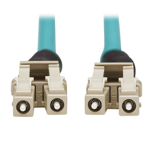 Tripp Lite N820-10M-IND 10Gb Rigid Industrial Duplex Multimode 50/125 OM3 Fiber Patch Cable (LC/LC) - IP68, Aqua, 10 m (32.8 ft.)