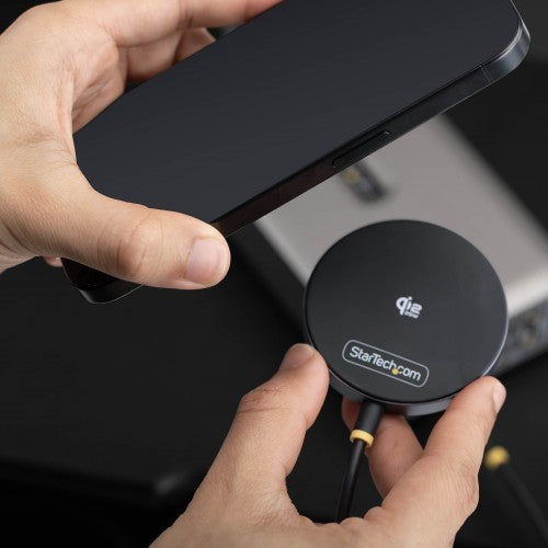 StarTech.com Qi2.2 Certified 25W Magnetic Wireless Charging Pad with 6.6ft (2m) USB-C Tethered Cable, MagSafe Compatible for iPhone 17/16 Pro/Pro Max, Black
