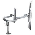 StarTech.com Desk Mount Dual Monitor Arm - Premium Articulating Monitor Arm - up to 27" (17.6lb/8kg) VESA Mount Displays - Height Adjustable Monitor Mount - Rotate/Tilt/Swivel - Clamp/Grommet - Silver - TAA