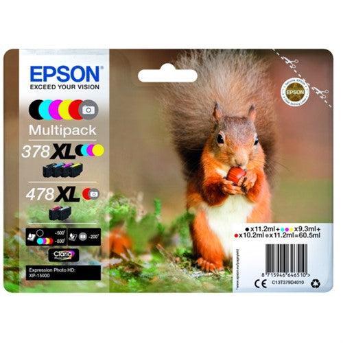 Epson C13T379D4010/378XL/478XL Ink cartridge multi pack high-capacity Bk,C,M,Y,R,GY 11,2ml +3x9,3ml + 10,2ml + 11,2ml Pack=6 for Epson XP 15000