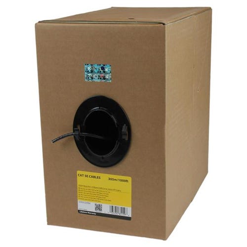 StarTech.com Bulk Cat 5e Ethernet Cable - 1000 ft. (304,8m) - Solid - CMR-Rated - Black - TAA Compliant