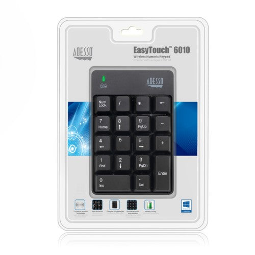 Adesso WKB-6010UB - Wireless Spill Resistant 18-Key Numeric Keypad