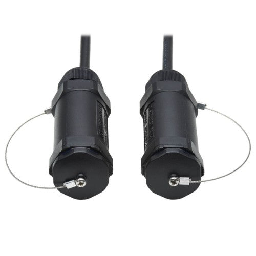Tripp Lite P568FA-50M-W High-Speed Armored HDMI Fiber Active Optical Cable (AOC) with Hooded Connectors - 4K @ 60 Hz, HDR, IP68, M/M, Black, 50 m (164 ft.)