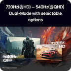 LG UltraGear GX7 WOLED 27-inch 4th Gen. QHD Gaming Monitorㅣ27GX790B with Dual-Mode(720Hz@HD, 540Hz@QHD), 0.02ms(GtG), DP2.1, VESA DisplayHDR™ True Black 500