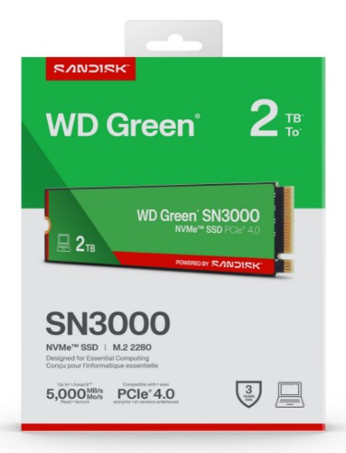 Western Digital Green WD ™ SN3000 NVMe™ SSD POWERED BY SANDISK 2 TB