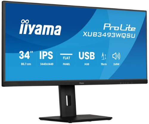 iiyama ProLite XUB3493WQSU-B6 computer monitor 86.4 cm (34") 3440 x 1440 pixels UltraWide Quad HD LED Black