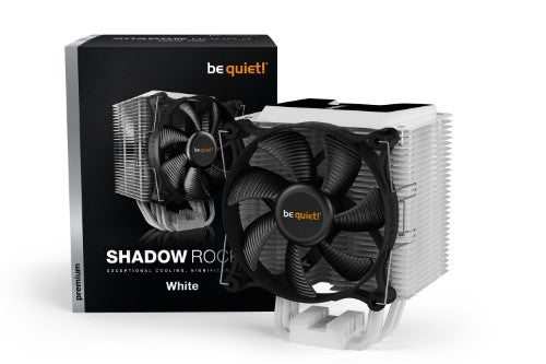be quiet! Shadow Rock 3 White CPU Cooler, Single 120mm PWM Fan, For Intel Socket: 1700/1200 / 2066 / 1150 / 1151 / 1155 / 2011(-3) Square ILM, For AMD Socket: AM4 / AM3(+), 190W TDP, 163mm Height