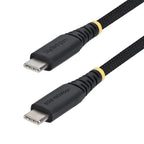StarTech.com 30cm (1ft) USB-C Charging Cable, 60W (3A) PD, Dual-Layer Braided Nylon/TPE Jacket, Rugged USB C Charging Cord, USB 2.0 Laptop Charger Cable