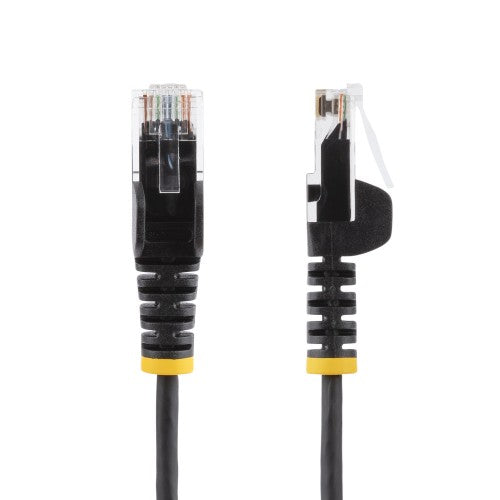 StarTech.com 5m Black Slim CAT6 Ethernet Cable, Snagless, 100W PoE, UTP, LSZH, 28AWG Pure Bare Copper Wire, Slim RJ45 Network Patch Cord w/Strain Reliefs, Individually Tested