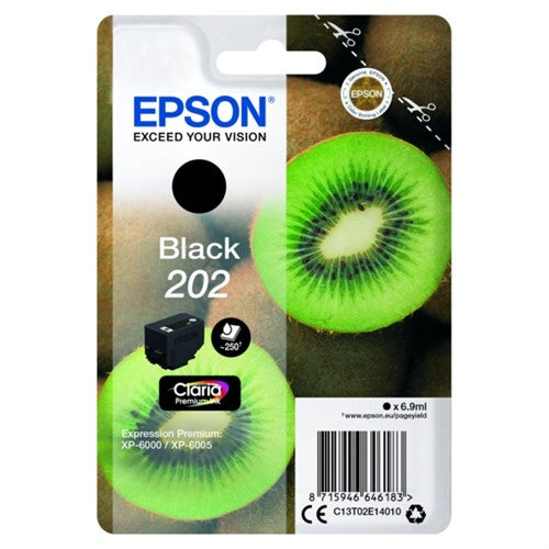 Epson C13T02E14010/202 Ink cartridge black, 250 pages 6.9ml for Epson XP 6000