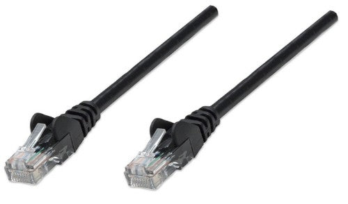 Intellinet Network Patch Cable, Cat5e, 1m, Black, CCA, U/UTP, PVC, RJ45, Gold Plated Contacts, Snagless, Booted, Lifetime Warranty