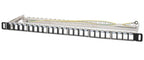 Intellinet 19" 24-Port Shielded Blank Patch Panel, 0.5U, Unloaded 19-inch Rackmount Keystone Panel for High-density Installations, Removable Cable-Management Bar, Black