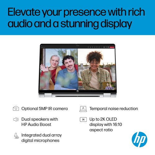 HP OmniBook 5 Flip 2-in-1 Laptop 14-fp0001nax Intel® Core™ i5 i5-1334U 35.6 cm (14") Touchscreen 2K 16 GB LPDDR5-SDRAM 512 GB SSD Wi-Fi 6 (802.11ax) Windows 11 Home Silver