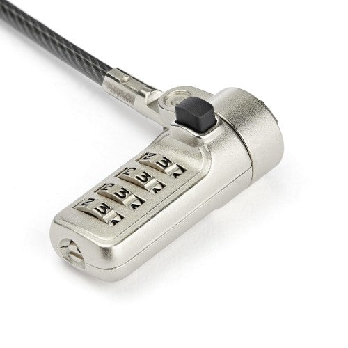 StarTech.com 6.6ft (2m) Laptop Cable Lock - 4-Digit Combination Laptop/Desktop Security Cable Lock for Wedge Slot Computers - Anti-Theft Vinyl-Coated Steel Combo Cable Lock - Portable - TAA