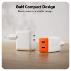 Targus HyperJuice Flex 45W GaN Laptop, Smartphone, Headset, Portable gaming console White, Orange AC Indoor