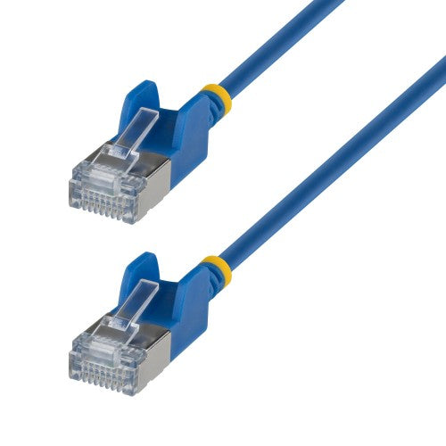 StarTech.com 1m Blue Ultra Slim Cat6A Ethernet Cable, Snagless, FTP, Pure Bare Copper Wire, 34AWG Slim RJ45 Network Patch Cord, Individually Tested
