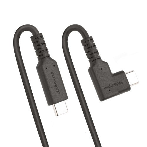 StarTech.com 1.6ft (50cm) USB-C Cable, Right-Angled, USB 10Gbps, 100W (5A) Power Delivery, 8K 60Hz / 4K 144Hz DP Alt Mode, Rugged USB C Cord - Thunderbolt Compatible