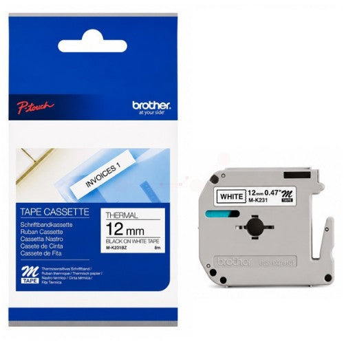 Brother MK-231BZ DirectLabel black on white 12mm x 8m for Brother P-Touch M 9-12mm