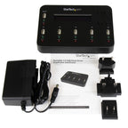 StarTech.com Standalone 1 to 5 USB Thumb Drive Duplicator and Eraser, Multiple USB Flash Drive Copier, System and File and Whole-Drive Copy at1.5 GB/min, Single and 3-Pass Erase, LCD Display - TAA