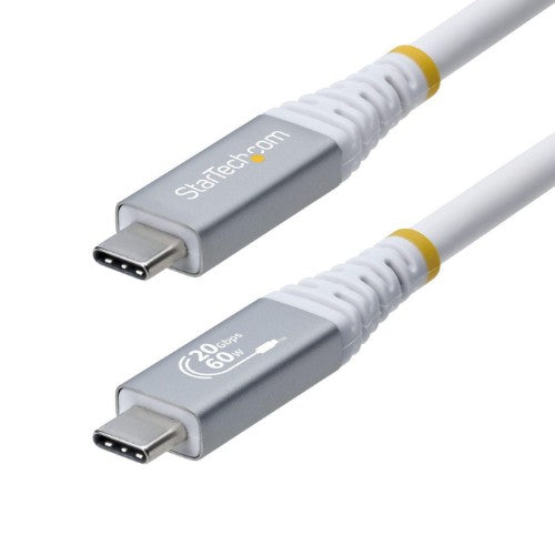 StarTech.com 3m (10ft) USB4 Cable, 20Gbps, USB-IF Certified USB-C Cable, 60W PD, 4K 120Hz DP 2.1, TPE Jacket, White USB-C Cord