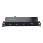 StarTech.com 4-Port Industrial USB 3.0 5Gbps Hub, Rugged USB Hub with ESD Protection, DIN/Wall/Desk Mountable USB-A Hub, USB Expander w/Locking Ports, Heavy Duty - TAA
