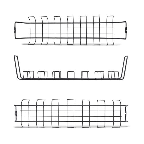 StarTech.com Under Desk Cable Management Tray, 24" Long, Metal Basket Style Cable Organizer, Screw-On Installation, Power Bar Holder, Metal, Black, TAA-Compliant