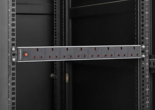 Intellinet 19" 1U PDU 7-way UK, Overload Protection, Rackmount, Power Distribution Unit, UK 3-pin outlets, 3m power cord, output