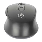 Manhattan MW6020 Wireless Mouse, Black, Adjustable 800/1200/1600dpi via top-mount push-button control, 2.4Ghz (effective range up to 10m), USB, Optical, Ambidextrous, Six Button with Scroll Wheel, USB-A nano receiver, AA battery (included)