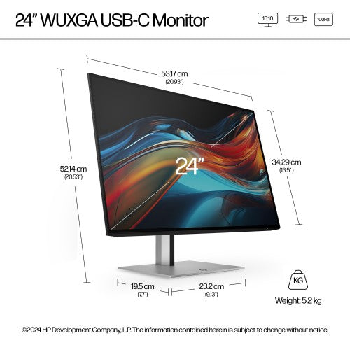 HP Series 7 Pro 24 inch WUXGA USB-C Monitor - 724pu