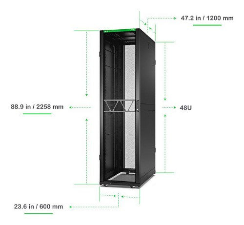 APC NetShelter SX Server Rack Gen 2, 48U, 2258H x 600W x 1200D mm, with Sides, Black