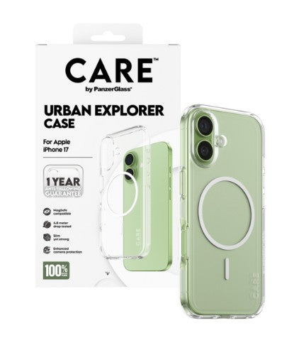 PanzerGlass CARE by ® Flagship Case Transparent Urban Explorer w. White MagSafe iPhone 17