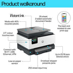 HP OfficeJet Pro 9120e Wireless All-in-One Color Printer, Instant Ink; Two-sided printing