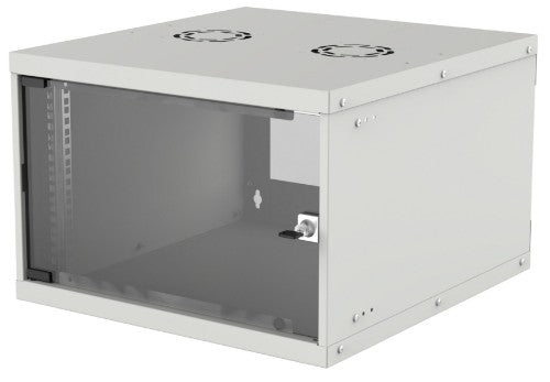 Intellinet 19" Network Cabinet - Wall Mount (Basic), 6U, 400mm Deep, Grey, Flatpack, Max 50kg, Usable Depth 340mm, Glass Door, Rack, Parts for wall installation (eg screws and rawl plugs) not included