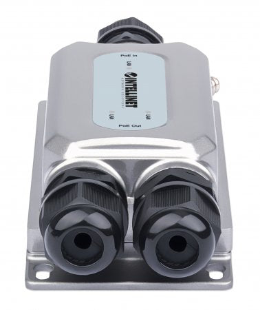 Intellinet 2-Port Outdoor Vandalproof Gigabit PoE++ Extender, Two 30 W Ports, Extends PoE up to 100 m (328 ft.), 60 W Power Budget, IEEE 802.3bt (4PPoE) Compliant, IP67 Waterproof, IK10-rated, Metal Housing