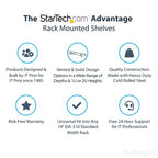 StarTech.com 2U Server Rack Shelf - Universal Rack Mount Cantilever Shelf for 19" Network Equipment Rack & Cabinet - Heavy Duty Steel - Weight Capacity 44lb/20kg - 16" Deep Tray