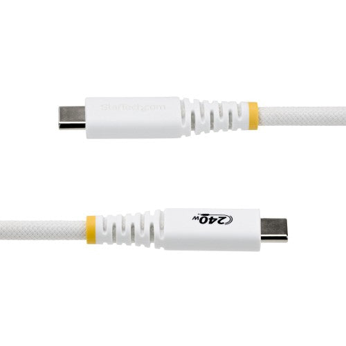 StarTech.com 2m (6ft) USB-C Charging Cable, Durable and Ultra-Flexible, 240W (5A) PD EPR, USB 2.0 Laptop Charger Cable, USB-IF Certified, Rugged USB-C Charging Cord - White