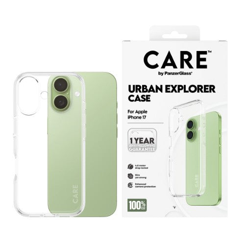 PanzerGlass CARE by ® Flagship Case Transparent Urban Explorer w. Clear Frame iPhone 17