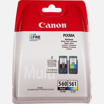 Canon 3713C005/PG-560+CL-561 Printhead cartridge multi pack black + color Blister 7,5ml + 8,3ml Pack=2 for Canon Pixma TS 5350