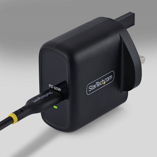 StarTech.com 65W USB-C Laptop Charger, GaN Charger with Power Adapter Brick for Dell, XPS, HP ProBook, MacBook Pro, Microsoft Surface Pro, Black