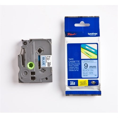 Brother TZE-521 DirectLabel black on blue Laminat 9mm x 8m for Brother P-Touch TZ 3.5-18mm/6-12mm/6-18mm/6-24mm/6-36mm