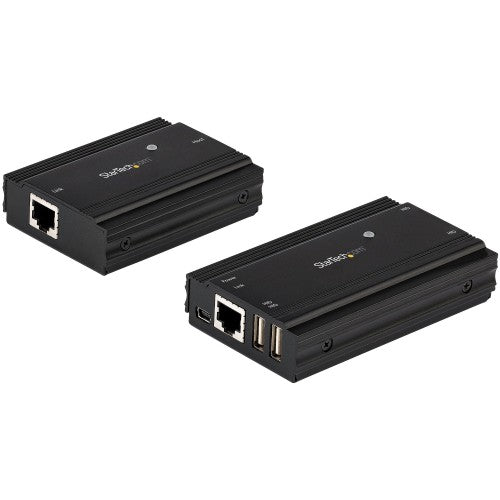 StarTech.com 4-Port USB 2.0 Extender Hub over Single CAT5e/CAT6 Ethernet Cable (RJ45) - 330ft (100m) - USB Extender Hub Adapter Kit - Metal Housing - Externally Powered - 480 Mbps - TAA